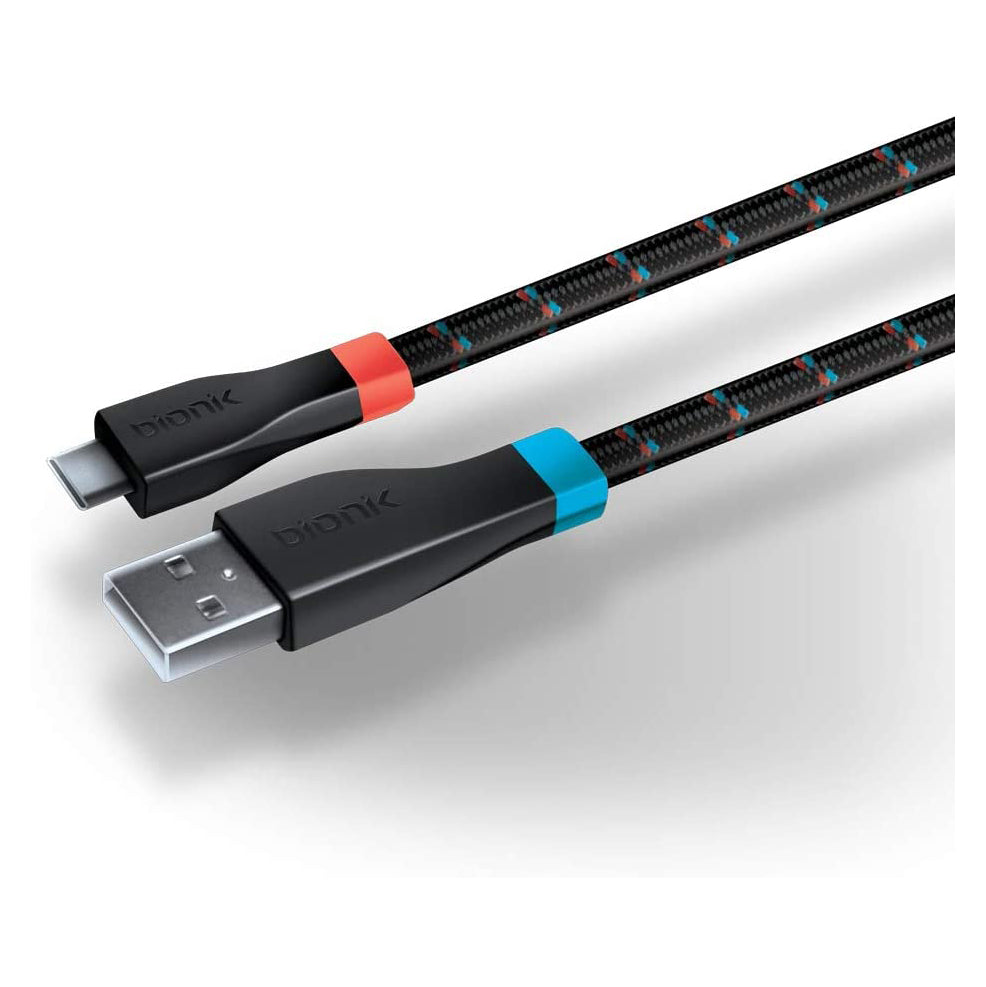 Cable cargador para Nintendo Switch Bionik LYNX BNK-9004, cable reforzado de 6 ft., tipo-C, negro - Multimax