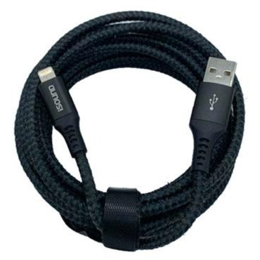 Cable Lightning iSound | 10 pies | Trenzado | Color Negro - Multimax