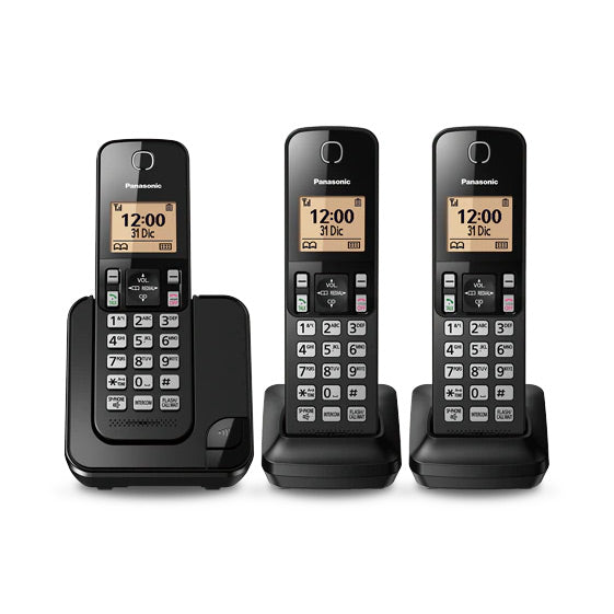 Teléfono inalámbrico Panasonic DECT KX-TGC353LAB, 3 auriculares - Multimax
