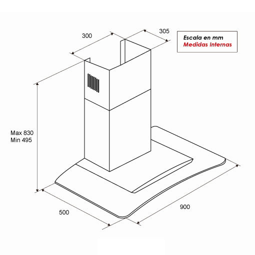 Extractor Drija Prisma Touch 90, 30&quot;, tipo chimenea, 90 cm - Multimax