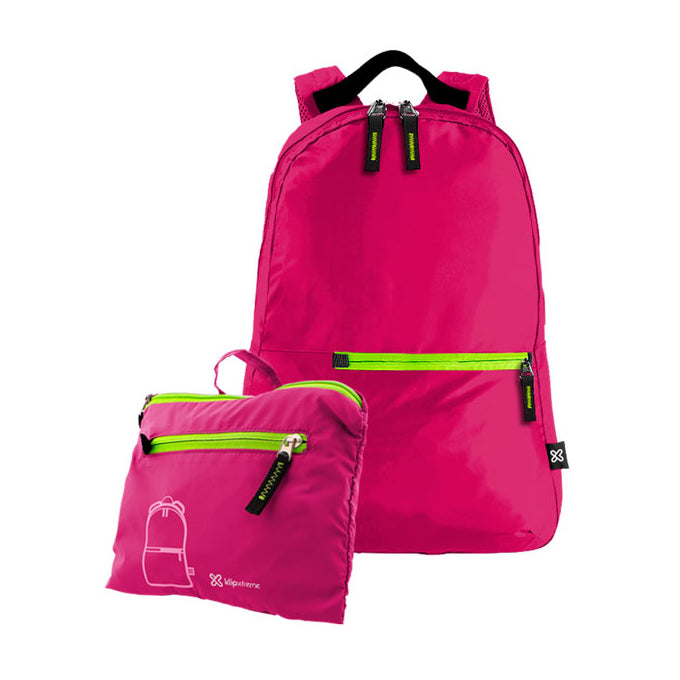 Mochila plegable Klip Xtreme, nylon, resistente al agua, ultraligero, fuscia neon - Multimax