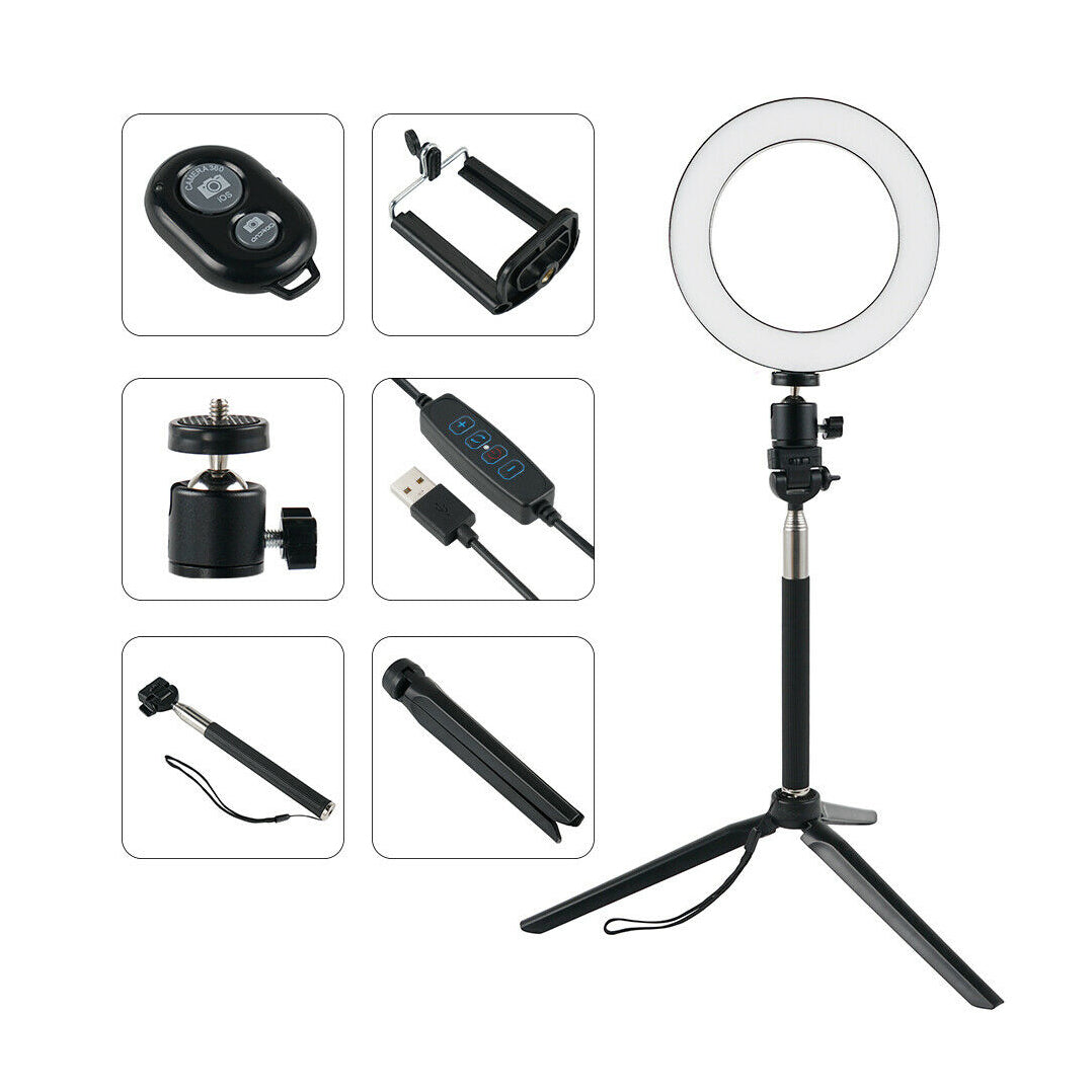 Luz de Anillo con Stand, Regulable, LED, 8"