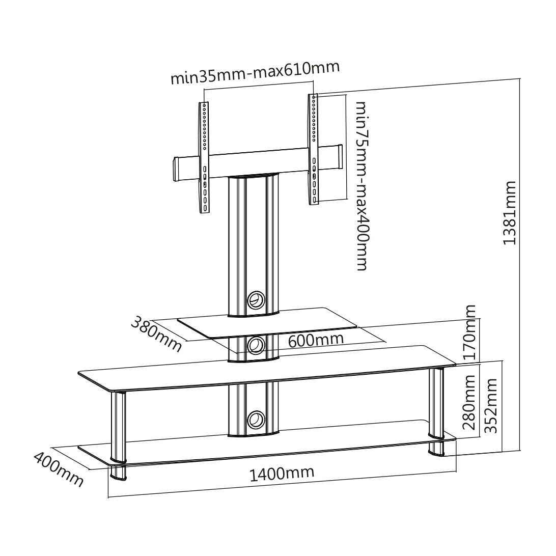 Mesa para TV Selectron L403L | Soporte Integrado | Color Negro - Multimax