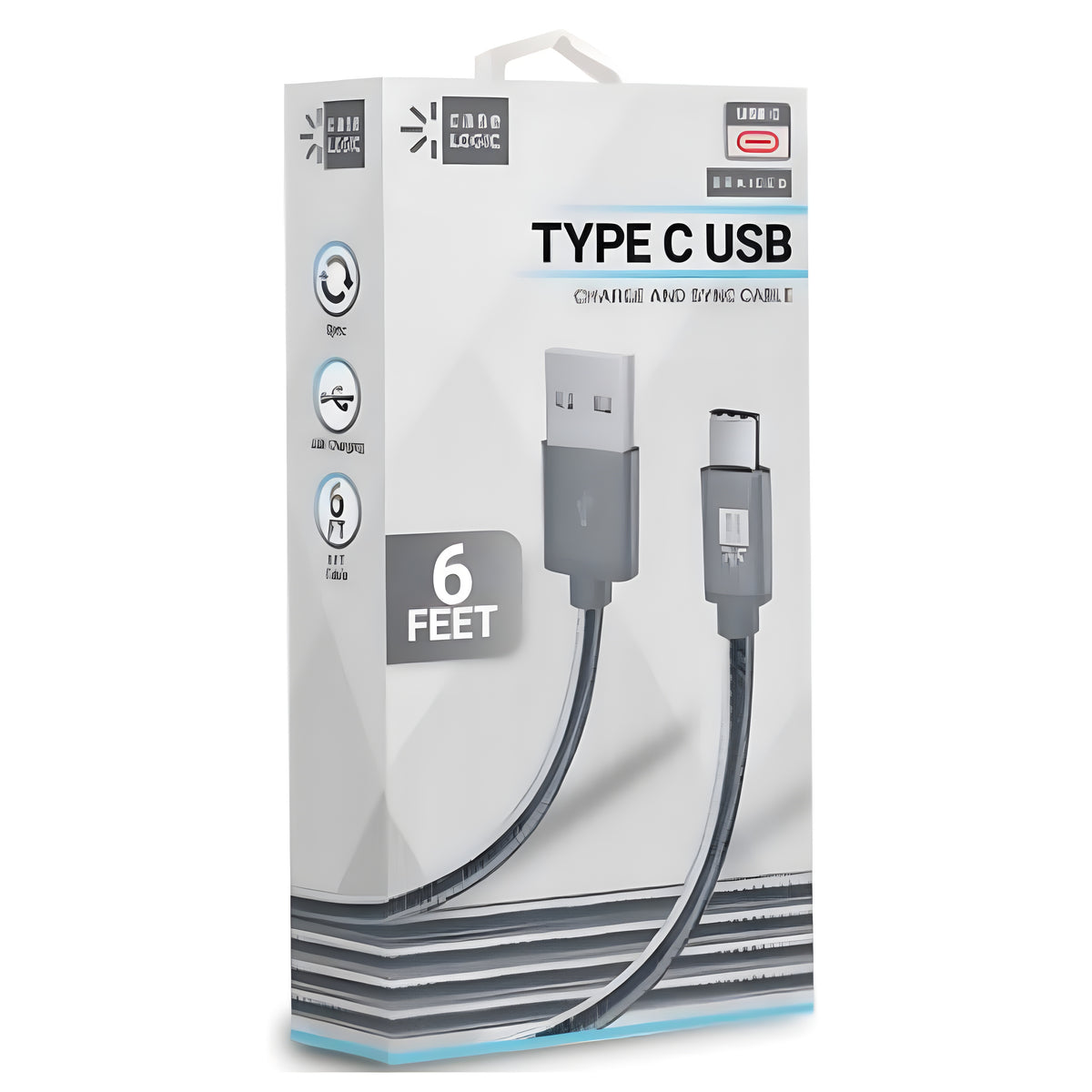 Cable USB Tipo C Case Logic | 6 pies | Color Gris - Multimax