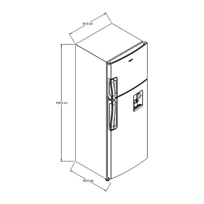 Refrigeradora Whirlpool WRW25CKTWW | 9 pies cúbicos | Top Mount | Dispensador | Acero Inoxidable - Multimax