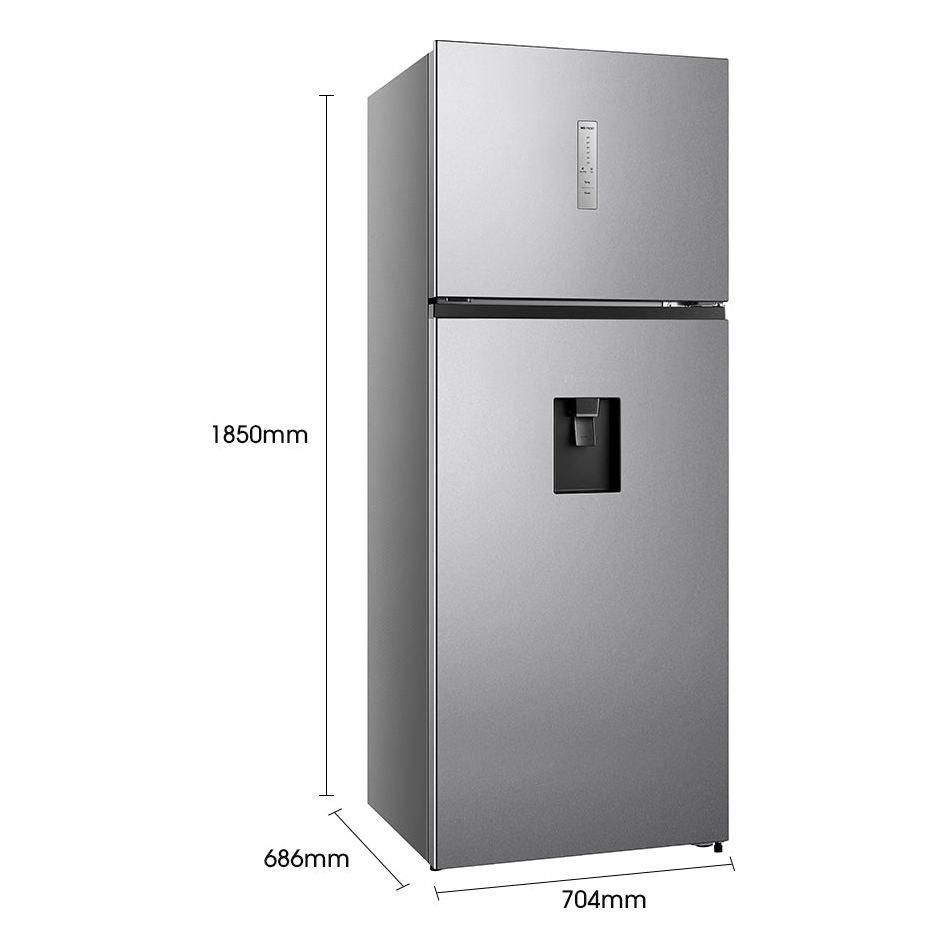 Refrigeradora Inverter Hisense RT16N6CDX | 16 Pies Cúbicos | Top Mount | Dispensador | Color Gris