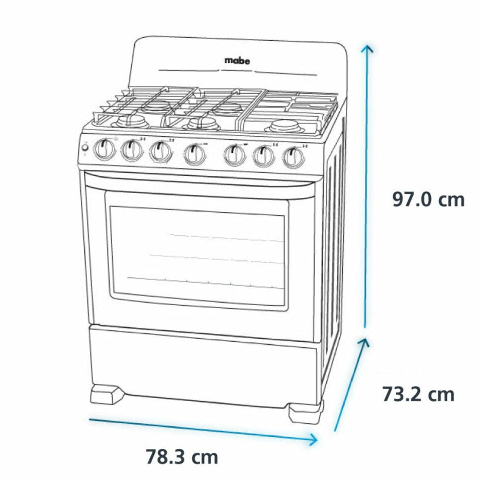 Estufa a Gas de 30&quot; Mabe EM7620BAPN1 | 6 quemadores | Color Negro - Multimax