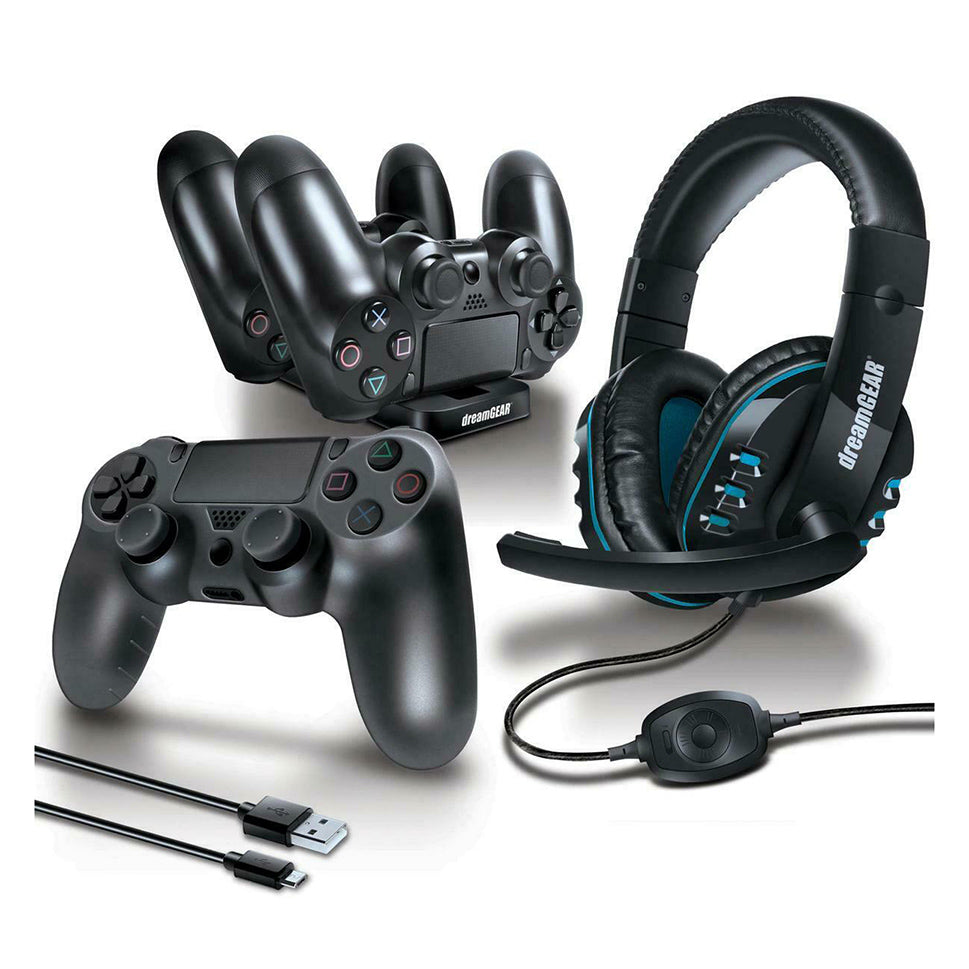 Paquete completo de gamer para Playstation 4 Dreamgear, 6 en 1, negro - Multimax